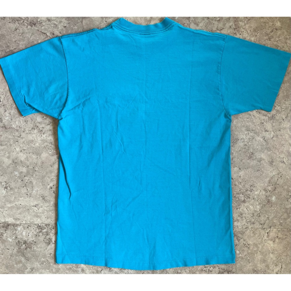Vintage Adidas Sport T Shirt Mens Medium Blue Single Stitch Made in USA 90s - Picture 3 of 9